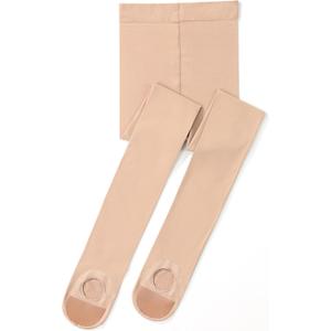 3 x Girls' Convertible Ballet Tights, 50D Ultra Soft Professional Transition Dance Tights for Ballet (5-7 Years, Deep Nude)