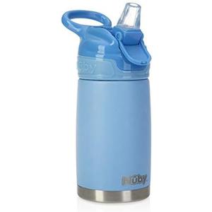 Nuby Thirsty Kids No Spill Flip-It Reflex Stainless Steel Travel Cup or Water Bottle - 10 Oz - 18+ Months - Blue - Back to School Essentials