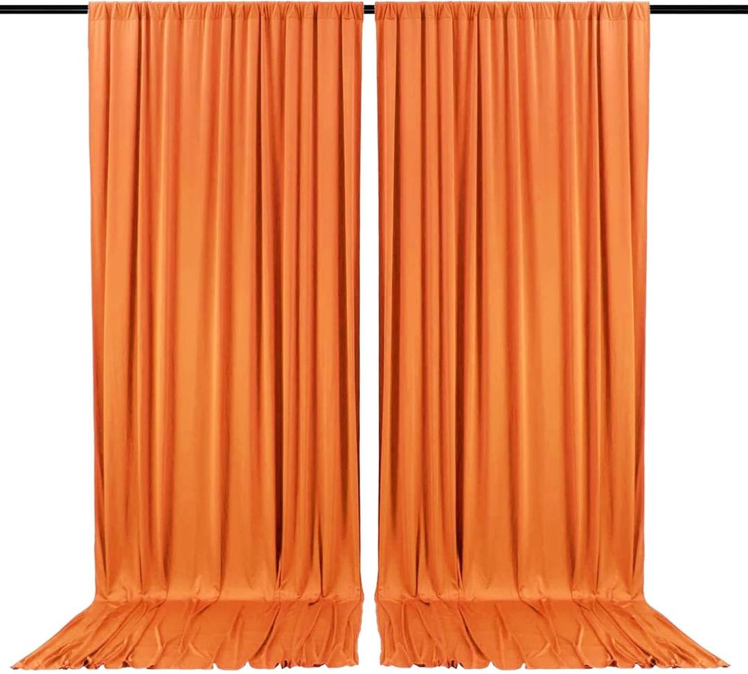 2 Panels Deep Orange Backdrop Curtain, 10 x 10 Feet Background Curtains for Parties, Weddings, Baby Showers, Bachelorette Halloween, Christmas Birthday Party Photoshoot Backdrop Curtains Decorations