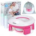 Orzbow Portable Potty Training Toilet, Travel Potty Seat for Toddler Boys Girls with Splash Guard, Potty Training Essentials, Foldable, Includes Free Travel Bag and 40 Liners, Indoor/Outdoor Use, Pink