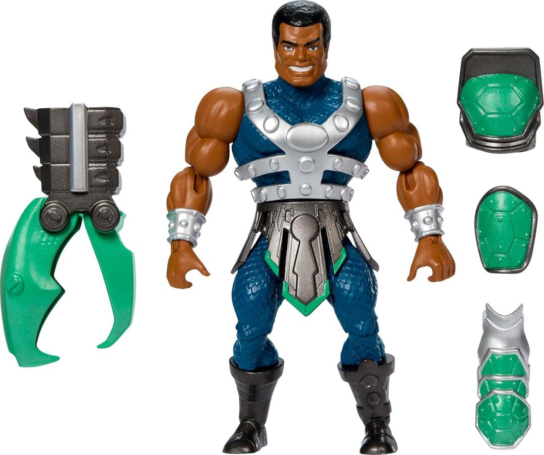 Masters of Universe Origins Turtles of Grayskull Clamp Champ Reptile Wars Posable Action Figure, Teenage Mutant Ninja & Motu Crossover Hero Toy