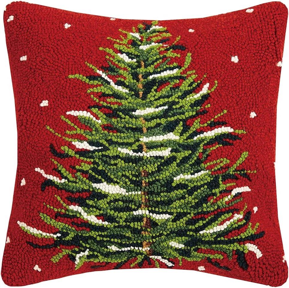 Peking Handicraft 31SJM10066C16SQ Christmas Tree Holiday Hook Pillow, 16-inch Square