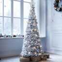 6.5FT Pop Up Christmas Tree Already Decorated Prelit Artificial Christmas Trees Foldable Flocked Christmas Tree with Lights