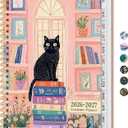 Planner 2026-2027, Academic Monthly and Weekly Calendar Planner for Women, July 2026 - June 2027, Hardcover Pretty Agenda Planner Book with Tabs, Spiral Daily Organizer for School Office Home Supplies, 8.5" x 11" - Bookish Kitty