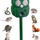 Solar Ultrasonic Animal Repellent Outdoor, 1Pack Repel Cats Dogs Squirrel Deer Fox Raccoon Rabbit Mole Coyote Deterrent, Waterproof with Motion Detector &LED Flash Lights for Yard Farm Garden