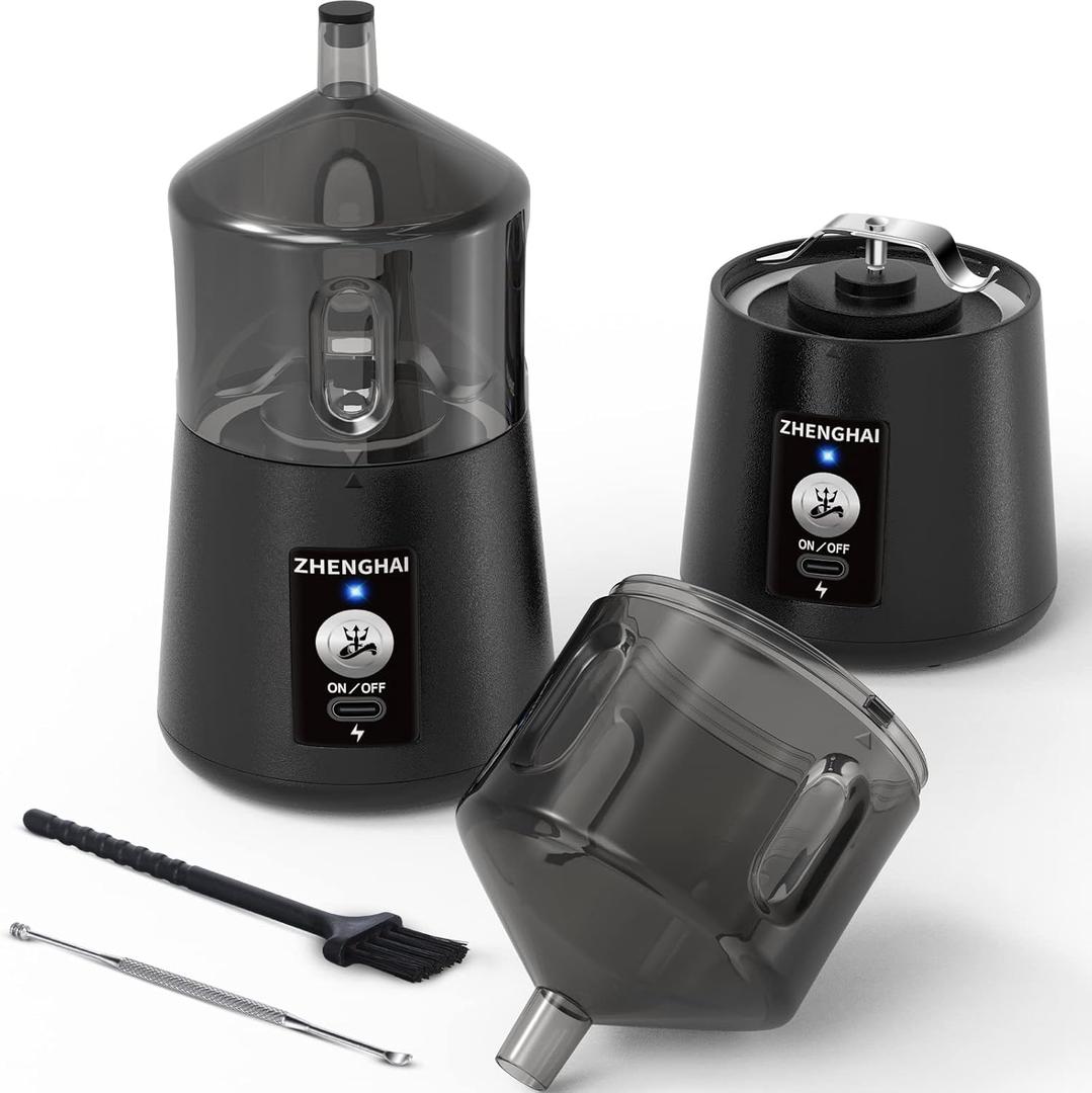 Electric Herb Grinder 150W Spice Grinder USB-C Rechargeable, Compact Size, Easy On/Off. Fast Grinding Dry Spices Herbs, with Pulse Mode and Cleaning Brush (Black) (30g)