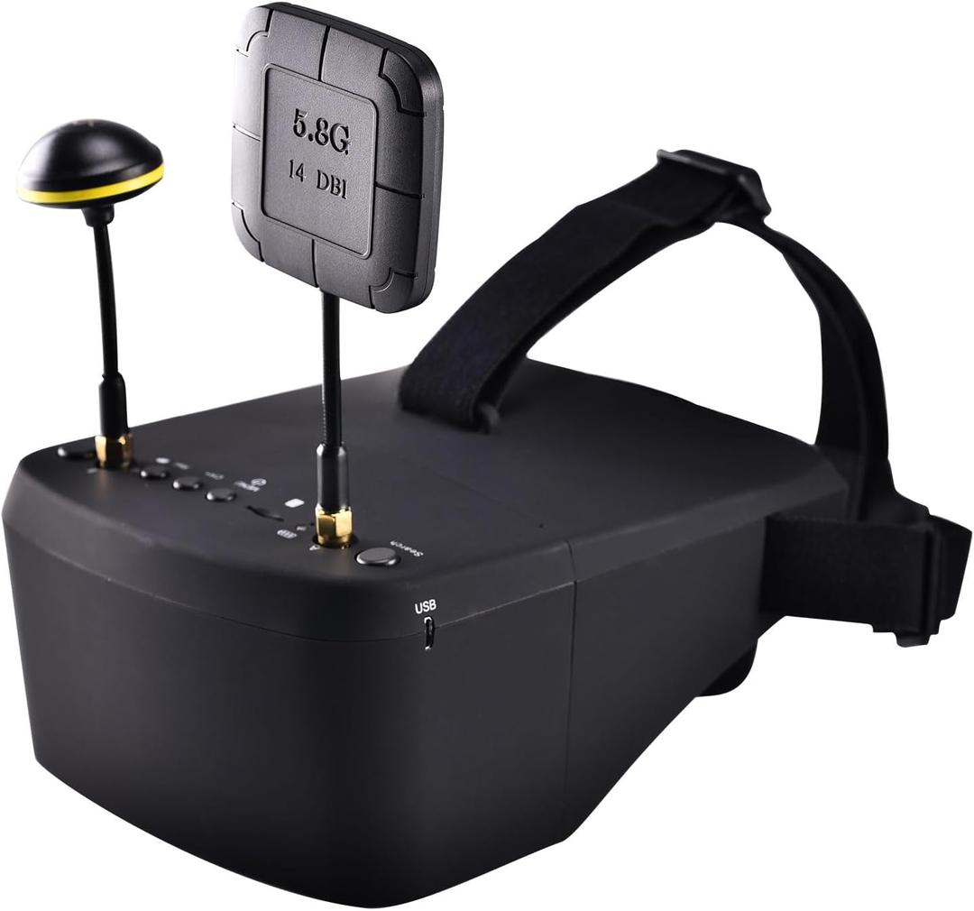 EV800D FPV Goggles with DVR - 5.8G 40CH 5 Inch Screen Build in Antenna Battery for Analog FPV Camera and Transmitter FPV Drone RC Car Airplane Hobby by Speedybee