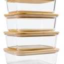 Glass Food Storage Containers with Bamboo Lids (4Pack, 36oz) Airtight, Leakproof, BPAFree Borosilicate Glass Meal Prep Containers – EcoFriendly, Oven/Microwave/Freezer SafePlasticFree & Reusable