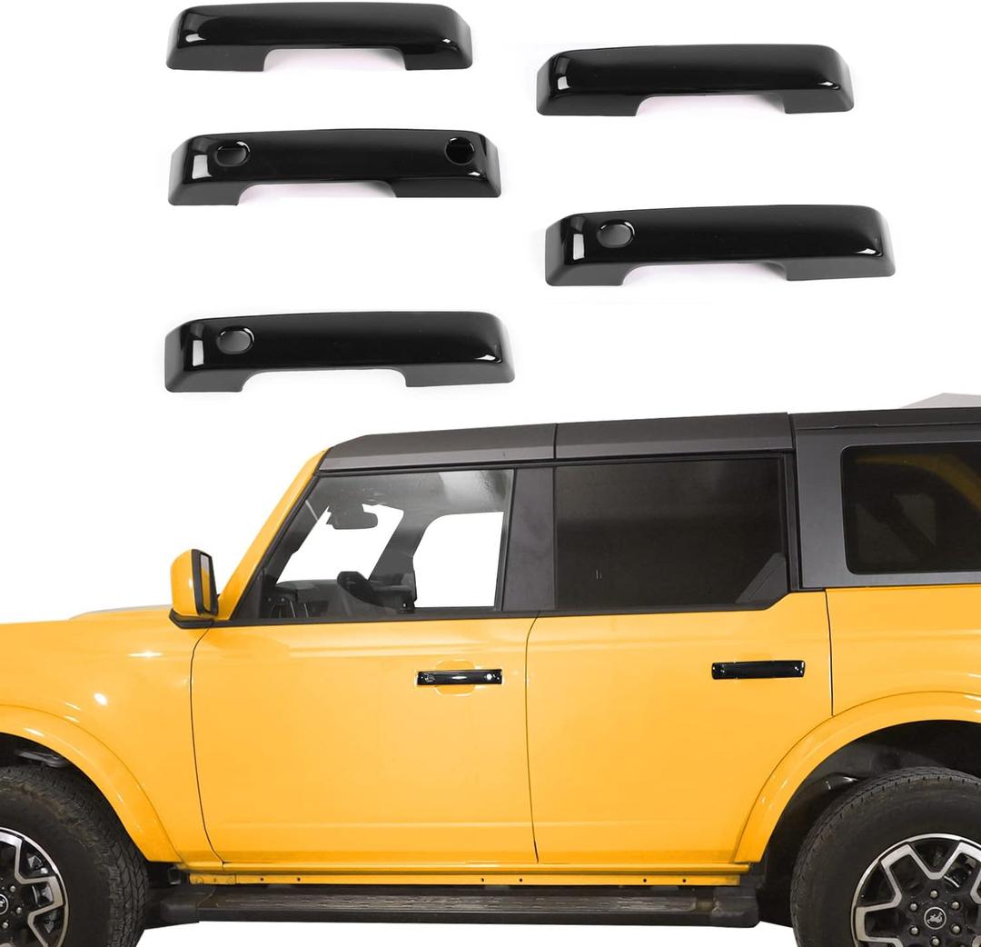 Jeliker for Bronco Door Handle Inserts Trim Cover, Tailgate Handle Cover for Ford Bronco 2021 2022 2023 Black Exterior Accessories 5pcs (NOT for Sport)