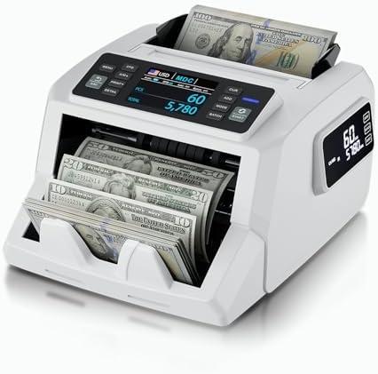 LOLARAN N71 Money Counter Machine Mixed Denomination, Dual-Display Mixed Denomination Value Counting Machine with UV/MG/IR/DD Counterfeit Detection, USD, EUR, MXN, GBP and CAD Business Money Counter Crack On The Screen