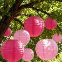 20Pcs Paper Lanterns Decorative, Hot Pink Round Hanging Paper Lanterns Decorations for Rustic Party Bridal Shower Wedding Birthday Home Decor