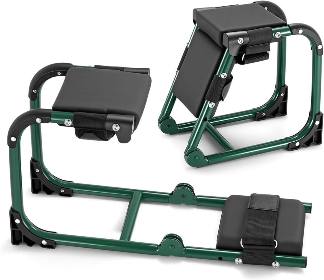 Ergonomic Knee Seat, Foldable 2-in-1 Garden Kneeler and Seat, with Adjustable Kneeling Pad and Soft Seat Cushion, Supports Up to 350 LBS