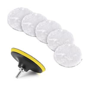 7 Pcs 6 Inch (150 mm) Wool Polishing Buffing Pad Car Polisher Buffer Drill Attachment with M14 Drill Adapter