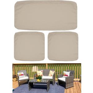 Patio Cushion Covers for Patio Conversation Set 4-Piece, Outdoor Seat Cushions Replacement Covers for Patio Furniture Set Wicker, Backyard Porch Garden Poolside Balcony Sets, Tan, 24"x 24" x 3", 13" x 24" x 3"
