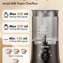 5 In 1 Milk Frother, Electric Milk Frother and Steamer 11.8oz Automatic Milk Steamer Hot & Cold Foam Maker, Milk Warmer Dishwasher Safe & Silent Working for Coffee,Latte,Cappuccino,Hot Chocolate