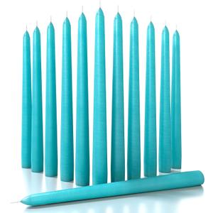 CANDWAX 10 inch Taper Candles Set of 12 - Dripless Taper Candles and Unscented Candlesticks - Perfect as Dinner Candles and Household Candles - Turquoise Candle