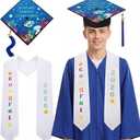 2 Pcs Graduation Cap and Stole Set Class of 2026 Grad Cap with Tassel and Sash for High School College