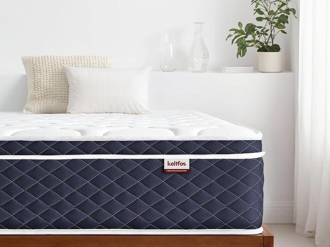 KELTFOS Twin Mattress 12 Inch, Hybrid Mattress in a Box, Individual Pocket Spring with Motion Isolation, Personalized Support &Zoned Pressure Relief, Certified Safe Memory Foams, Medium Firm Feel