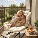 VASAGLE Papasan Chair, Outdoor Rocking Chair, Outdoor Furniture, Steel Frame, Extendable Footrest, Removable Cushion, Holds 300 lb, for Bedroom, Living Room, Patio, Garden, Beige ULYY062WZ01, 33.5"W