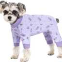 Dog Surgery Recovery Suit, Dog Onesie for Surgery Female Male Dogs, Dogs Pajamas Long Sleeve, Small Dogs Onesie, Abdominal Wound Bandages Surgical Suit, Cat Recovery Suit for Shedding Skin Disease (Lollipop)