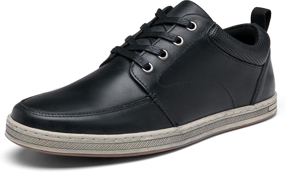 Jousen Men's Leather Fashion Sneakers Retro Dress Business Casual Shoes for Men (13, Amy5122-black)