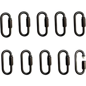 10- Pack Heavy Duty D Shape Chain Locking M4 4MM Chain Quick Link Connector (Black)