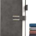 Hardcover Lined Notebook Journal for Women & Men,256 Pages 5.7 x 8.3 inches,A5 Ruled Notebooks Magnetic Closure Leather Journal,Daily for Work,Meeting,Travel,Writing,School and Note Taking (Gray)