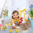 9 in 1 Chicken Stuffed Animal, Stuffed Chicken Toys for Kids Zippered Egg Laying Hen Plush with Baby Chicks, Eggs and Coop for Easter Christmas Birthday Gifts Farm Party Decors