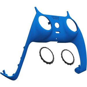 eXtremeRate Blue Decorative Trim Shell Compatible with p s 5 Controller, Soft Touch DIY Replacement Clip Shell, Custom Plates Cover Compatible with p s 5 Controller with Accent Rings