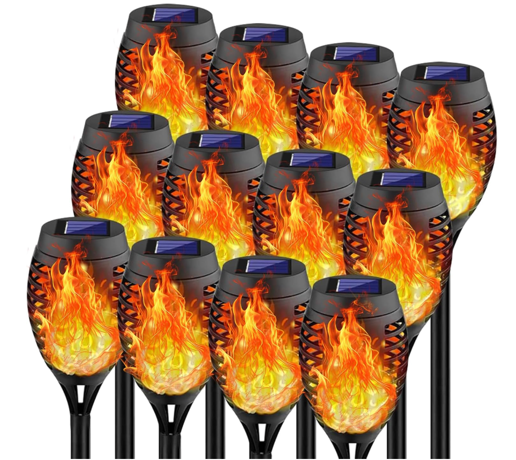 Swingers Solar Lights Outdoor, Halloween Solar Torch Lights
With Flickering Flame, Waterproof Outdoor Garden Lights for Outside Patio Pathway Yard Decorations