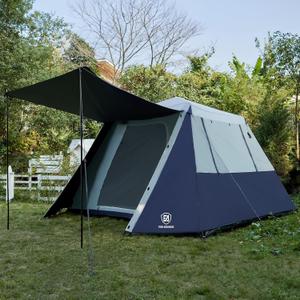 EVER ADVANCED 6 Person Blackout Camping Tent Instant Cabin Tents for Family with Rainfly, 60s Easy Setup, Water-Resistant Orange (Blue)
