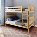 Max & Lily Full Over Full Bunk Bed with Ladder, Solid Wood Platform Bed Frame for Kids, 14" Safety Guardrails, Easy Assembly, No Box Spring Needed, Natural