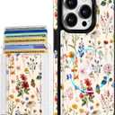 Shorogyt for iPhone 14 Pro Max Case Wallet - Fits 5 Cards, Compatible with Magsafe Detachable Magnetic Credit Card Holder Leather Cardholder Cute Phone Cover Women Girls for Apple 14 ProMax, Floral