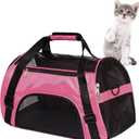 MuchL Cat Carrier for Cats Soft-Sided Travel Pat Carrier for Cat with Wooden Padding Board Airline Approved Lightweight Comfortable Cat Bag for Puppy Small Pets (Small, Pink)