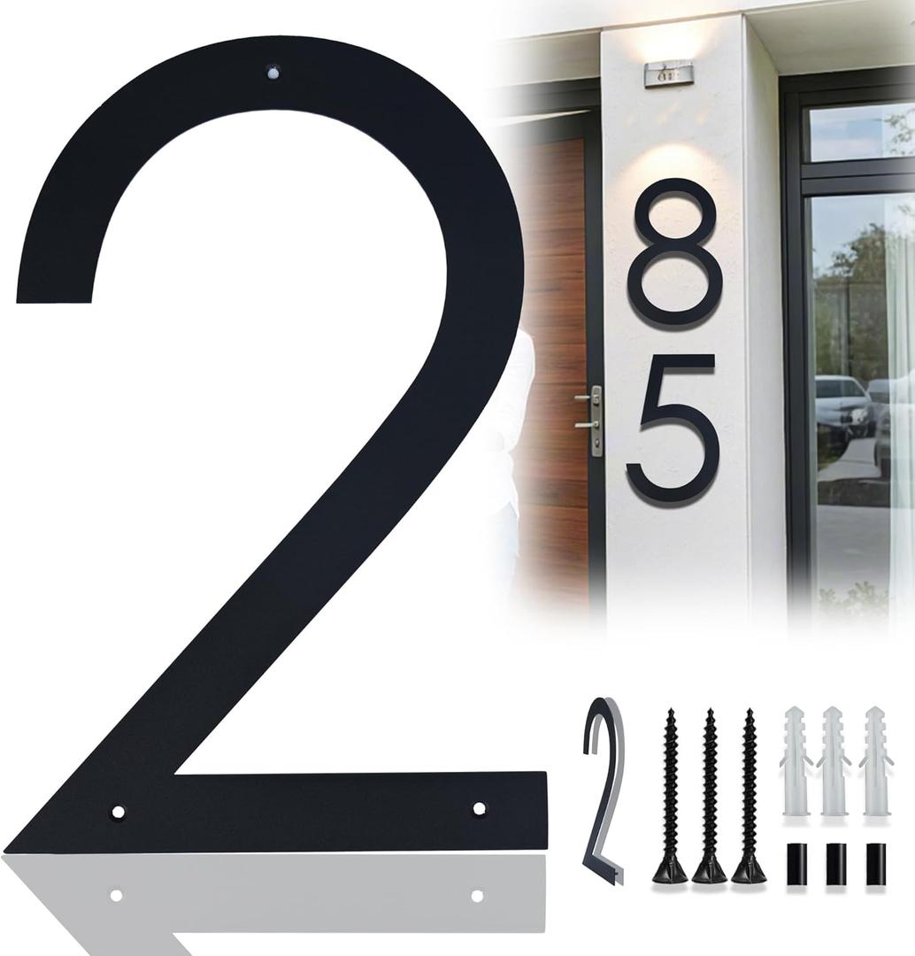 15 Inch Large house Numbers for Outside Modern,Extra Large Address Numbers for House Black Metal House Numbers Floating Modern Address Number 2