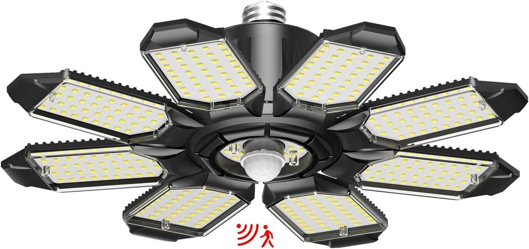 Motion Sensor Garage Light, 30000LM 300W Garage Ceiling Led Motion Activated,Motion Sensor Light Indoor with Dusk to Dawn, E26 Screw in Shop Light for Basement Barn Attic Warehouse (1Pack)