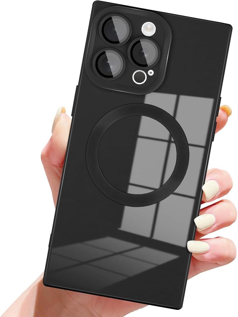 Designed for iPhone 14 Pro Max Case Compatible with Magsafe Cover Camera Lens Protector Military Grade Protection Shockproof Soft TPU Slim Magnetic Phone Case for iPhone 14 Pro Max Black