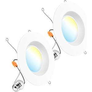 Sunco 6 Inch LED Recessed Light, Retrofit Downlight Can Lights for Ceiling, Baffle Trim, 1050 LM, 13W (75W Equivalent), Selectable CCT 2700K/3000K/3500K/4000K/5000K, Dimmable, Damp Rated UL 2 Pack.