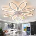 41" Modern Ceiling Fan with Lights and Remote Control, Dimmable 6 Speed Reversible Blades, LED Flush Mount Bladeless Low Profile Ceiling Fan Flower Lamps for Living Room, Fan Ceiling Lamp 150W