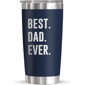 TEEZWONDER Gifts for Dad from Daughter Son - 20 oz Stainless Steel Insulated Coffee Tumbler with Lid - Birthday Gifts for Dad Who Wants Nothing, Mens Birthday Gift Ideas (Navy - Best Dad)