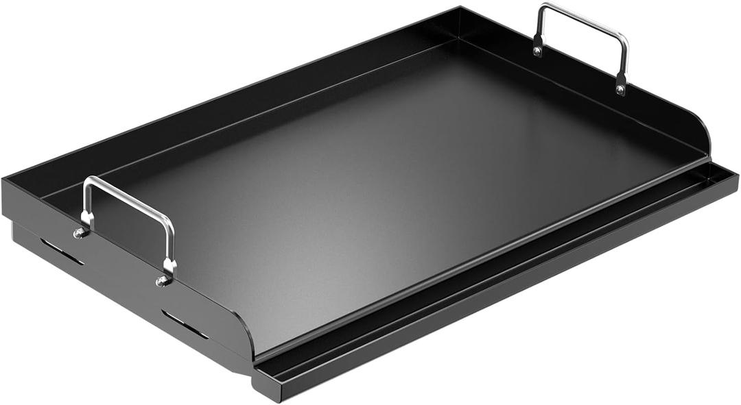 Griddle for Gas Grill, 25" x 16" Large Nano-Ceramic Nonstick Griddle for Gas & Charcoal Grills, Universal Flat Top with Removable Handles & High Sidewalls for Camping, Tailgating, Parties