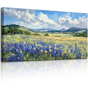 SERIMINO Nature Landscape Wall Art, Wilderness Meadow Wildflower Large Artwork, Rural Scenic Canvas Art Prints, Bright Natural Scenery Pictures Wall Decor Living Room Bedroom Rustic Farmhouse 24"X48" (Clear Sky Wilderness) SERIMINO Nature Landscape Wall Art, Wilderness Meadow Wildflower Large Artwork, Rural Scenic Canvas Art Prints, Bright Natural Scenery Pictures Wall Decor Living Room Bedroom Rustic Farmhouse 24"X48" (Clear Sky Wilderness)