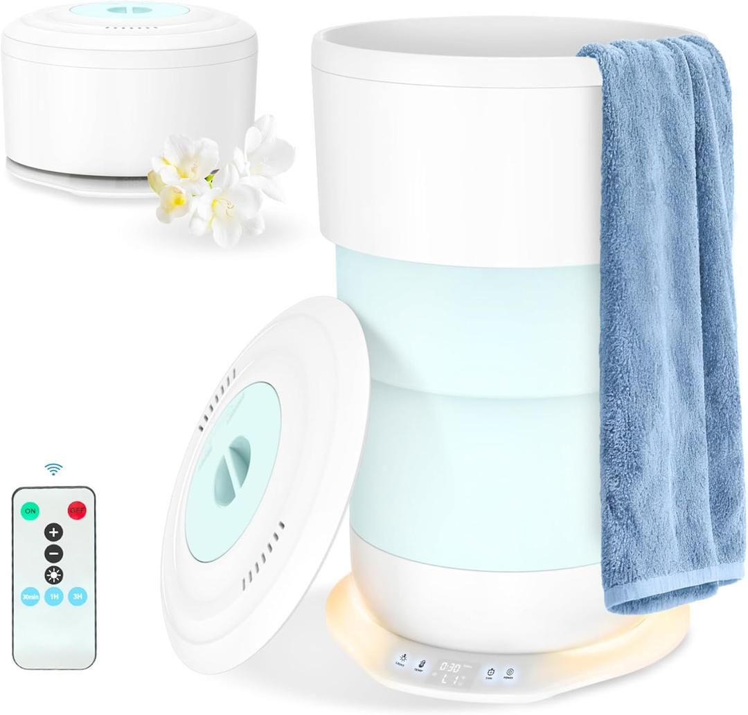 25L Foldable Towel Warmer Bucket, 212 Fast Heated Towel Warmers for Bathroom, Offers Custom Fragrance & Ambient Light for Home Spa, Auto Shut-Off, 3 Timers, Fits 2 Towels, Blanket, Bathrobe
