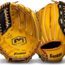Franklin Sports Field Master Baseball + Softball Glove - Field Master Adult + Youth Baseball + Softball Mitt - Men's + Women's Gloves - Right Hand Throw (Yellow, L)