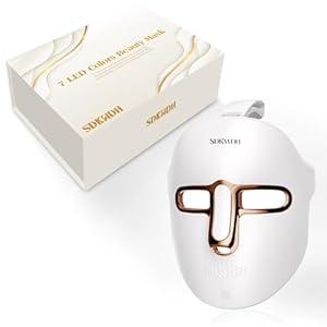 SDKWDH Red Light Therapy Mask for Face, Led Face Mask Light Therapy, 7 Colors LED Facial Skin Care at Home, Gold