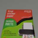 JOYEZA Premium Printable Vinyl Sticker Paper for Inkjet Printer - 25 Sheets Matte White Waterproof, Dries Quickly Vivid Colors, Holds Ink well- Tear Resistant - Inkjet & Laser Printer
