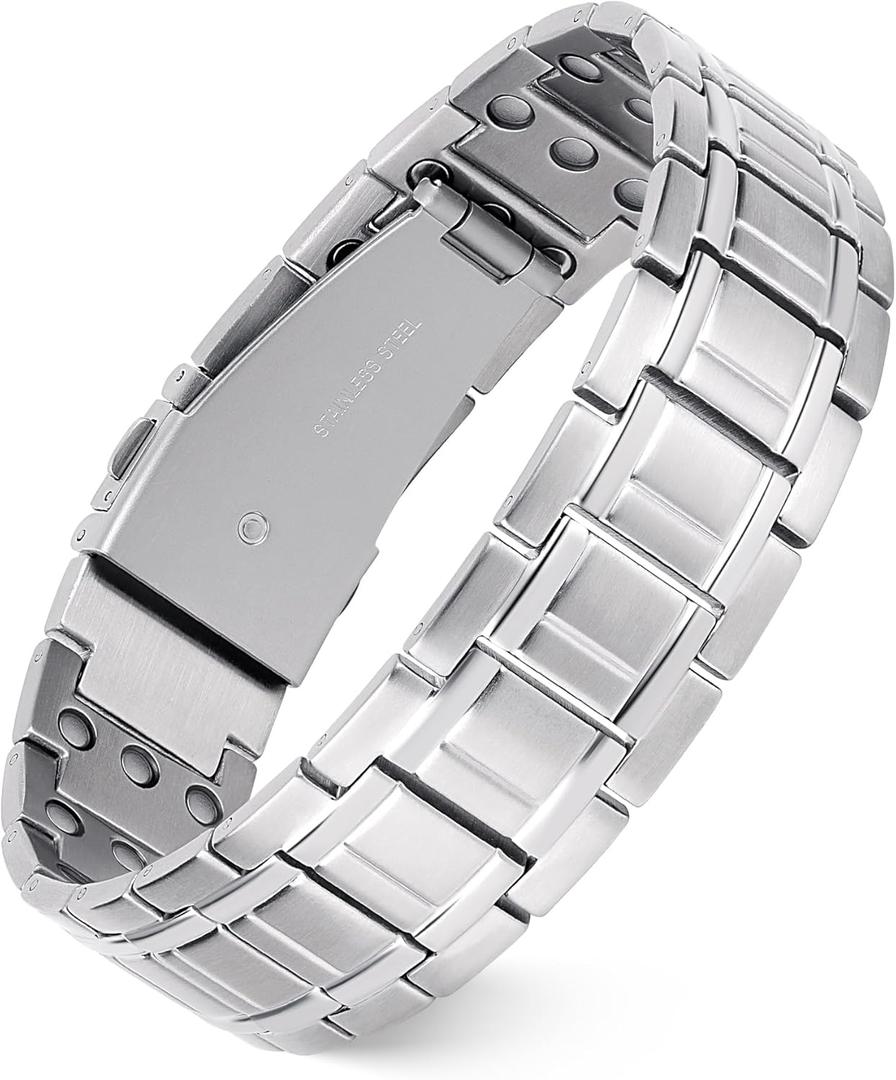 Jecanori 3X Strength Magnetic Bracelets for Men,Premium FoldOver Clasp & Adjustable Length,Ideal Gift for Men