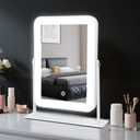 YEKKOPT Rechargeable Small Vanity Mirror with Lights,9"x11"Portable LED Desk Mirror, Make up Mirror with Lighting,Touch Screen with 3-Color Lighting, Dimmable, for Shaving, Tabletop, Bedroom