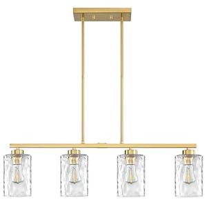 Dolaimi House 4 Light Farmhouse Semi Flush Mount Kitchen Island Pendant Light Fixture Clear Hammer Glass, Brushed Bronze Finish for Bedroom Hallway Entryway Cafe Bar