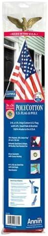 Unbranded 3384 American Polycotton 3' x 5' Flag with 6' 3-Section Flagpole
